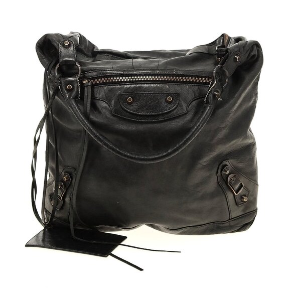 Balenciaga Leather Agneau Classic Day Hobo - Black